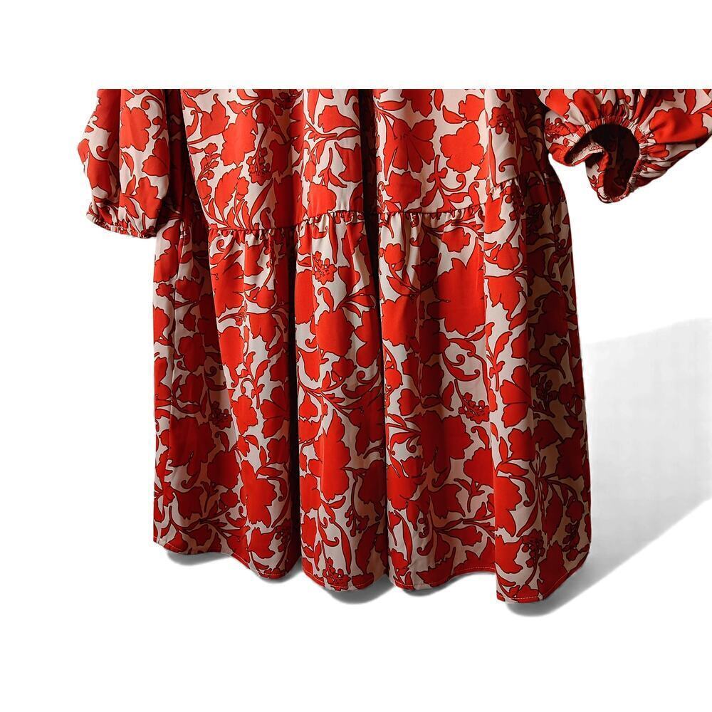 New Easel Oversized Red Floral Boho Dress Women’s Small Cottagecore - Picture 10 of 15